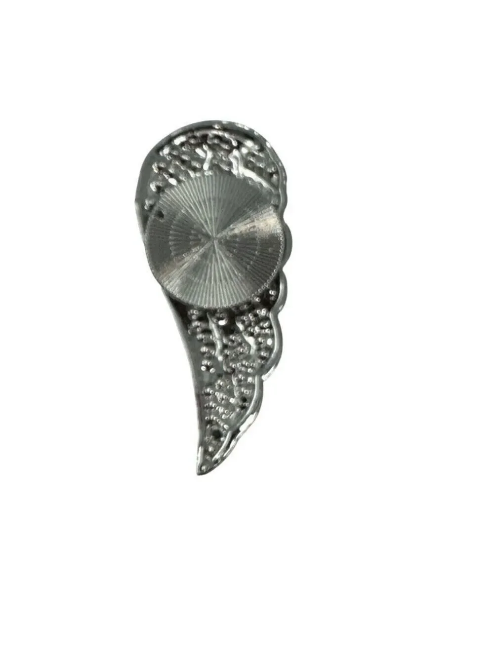 Angel Wing Rhinestone Brooch Pin Magnetic In Silver Tone Metal 2.5 Inch